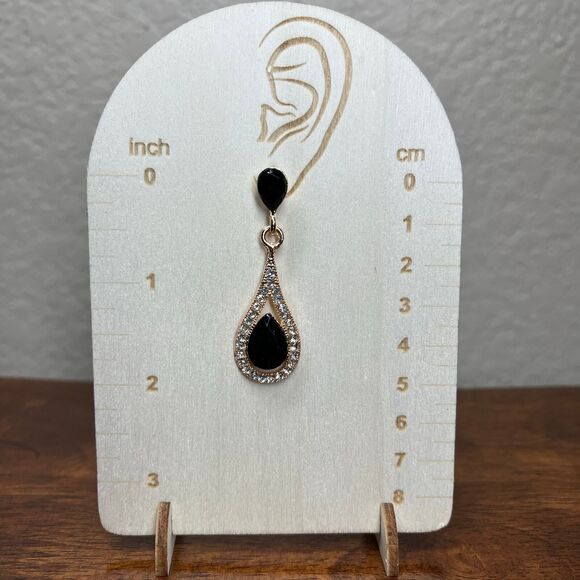 Teardrop Drop Earrings clutch back Earrings Cubic Zirconia Golden Tone Romantic - Picture 4 of 10